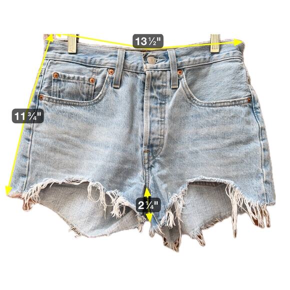 Levi's Denim Shorts Women's 26 Light Blue 501 Premium Button Fly‎ Cutoff Cotton - Picture 7 of 7